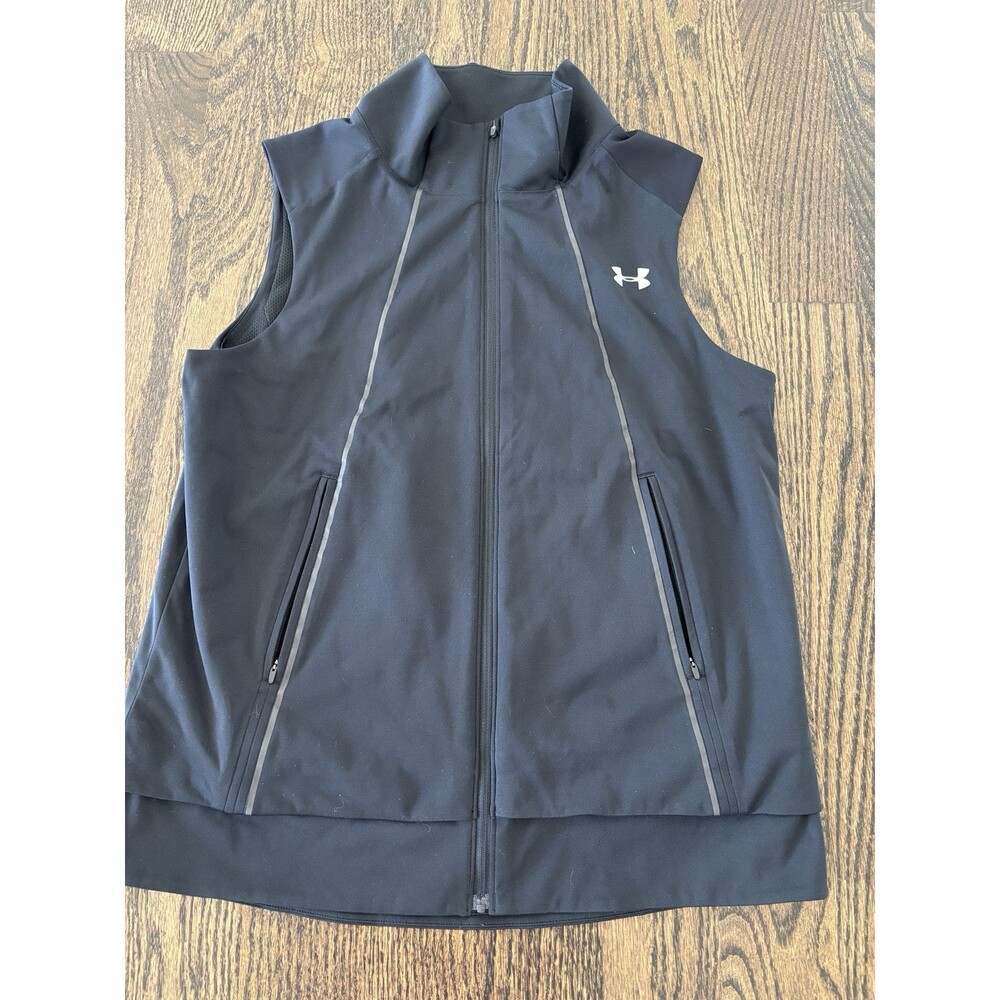 Under Armour Vest Mens M Black Golf  Coldgear Performance Softshell Zip Pockets